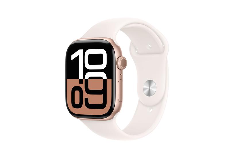 Apple Watch Series 10 GPS + Cellular 46mm Rose Gold Aluminium Case with Light Blush Sport Band - M/L