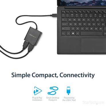 StarTech.com MST-hubb med tv&aring; portar f&ouml;r USB-C till HDMI - 4K 30&nbsp;Hz - adapterkabel - HDMI / USB - 44 m