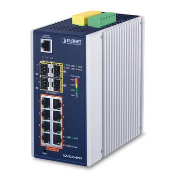PLANET IGS-5225-8P4S netværksswitch Administreret L2+ Gigabit Ethernet (10/100/1000) Strøm over Ethernet (PoE) Blå, Sølv