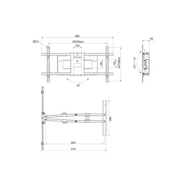 Multibrackets M Universal Long Reach Arm konsol - fullst&auml;ndig r&ouml;relse - f&ouml;r platt panel - vit