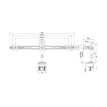 Multibrackets M VESA Desktopmount Triple Desk Clamp 15"-24" monteringssats - för 3 LCD-bildskärmar - svart