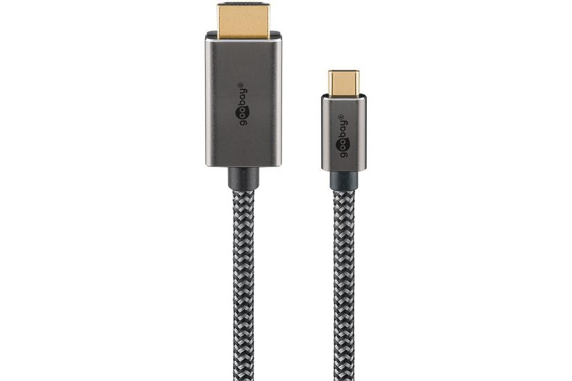 USB-C&trade; to HDMI&trade; Textile Cable 4K @ 60 Hz, 2 m, black silver, 2 m, black, silver