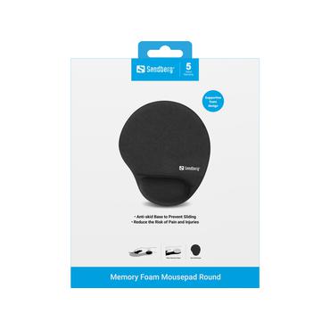 Sandberg musemåtte med håndledsstøtte - hukommelsesskum, rund