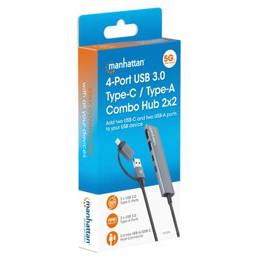 MANHATTAN 4-Port USB A/C Hub 2x USB-A 2x USB-C Ports
