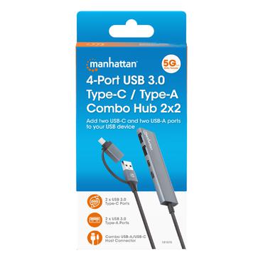 MANHATTAN 4-Port USB A/C Hub 2x USB-A 2x USB-C Ports
