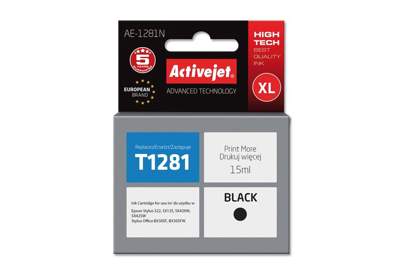 Activejet AE-1281N bl&aelig;k (erstatning Epson T1281; Supreme; 15 ml; sort)