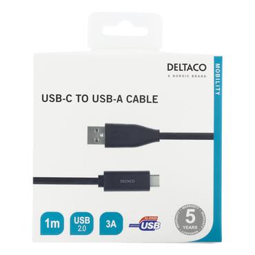 DELTACO USBC-1004M - USB typ C-kabel - 24 pin USB-C till USB - 1 m