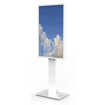 HI-ND Floorstand Glass st&auml;ll - justerbar - f&ouml;r digital skyltning med LED-panel - med h&ouml;lje - vit