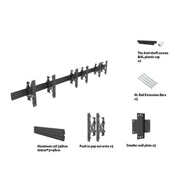 Multibrackets M Wallmount Pro MBW3U monteringssats - för 3 LCD-bildskärmar - svart