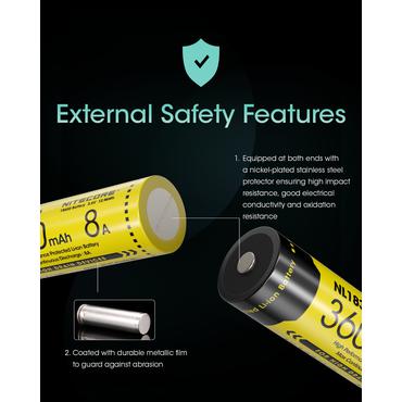 Nitecore BATTERY RECH. LI-ION 3.6V/NL1836HP(3600MAH) genopladeligt batteri Lithium-Ion (Li-Ion) 3,6 V