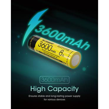 Nitecore BATTERY RECH. LI-ION 3.6V/NL1836HP(3600MAH) genopladeligt batteri Lithium-Ion (Li-Ion) 3,6 V