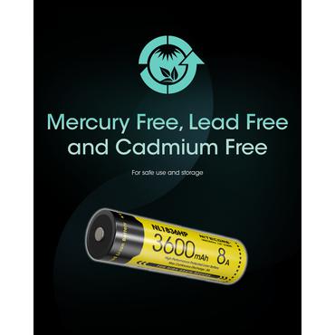 Nitecore BATTERY RECH. LI-ION 3.6V/NL1836HP(3600MAH) genopladeligt batteri Lithium-Ion (Li-Ion) 3,6 V