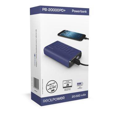 RealPower 333647 powerbank 20000 mAh Marineblå