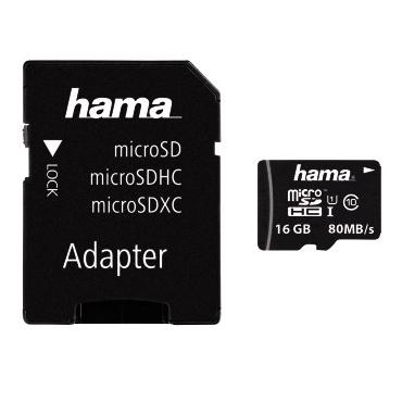 Hama microSDHC Class 10 UHS-I 80MB/s 16GB inkl. Adapter / Mobile