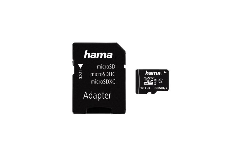 Hama microSDHC Class 10 UHS-I 80MB/s 16GB inkl. Adapter / Mobile