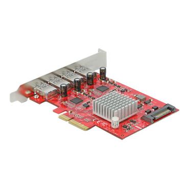 Delock PCI Express x4 Card to 4 x external SuperSpeed USB 10 Gbps (USB 3.2 Gen 2) USB Type-A female