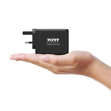 PORT Connect str&ouml;madapter - GaN-teknik - USB typ A, 3 x USB-C - 120 Watt