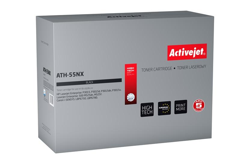 Activejet tonerpatron ATH-55NX (erstatning HP 55X CE255X, Canon CRG-724H; Supreme; 12500 sider; sort)