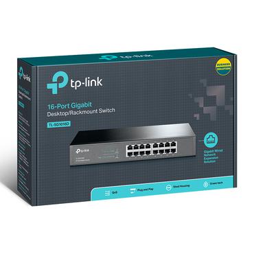 TP-Link TL-SG1016D Ikke administreret Gigabit Ethernet (10/100/1000) Sort