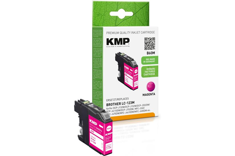 KMP-patron Brother LC-123M 600 sidor magenta &aring;tertillverkad.