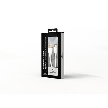 GEMBIRD Premium silicon Type-C USB charging and data cable 1.5m White