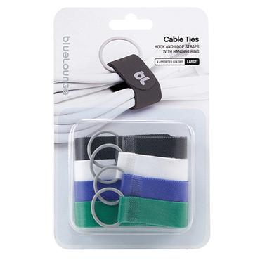 Bluelounge BLUCT-LG kabelsamler Krog og l&oslash;kke kabelbinder Sort, Bl&aring;, Gr&oslash;n, Hvid 4 stk