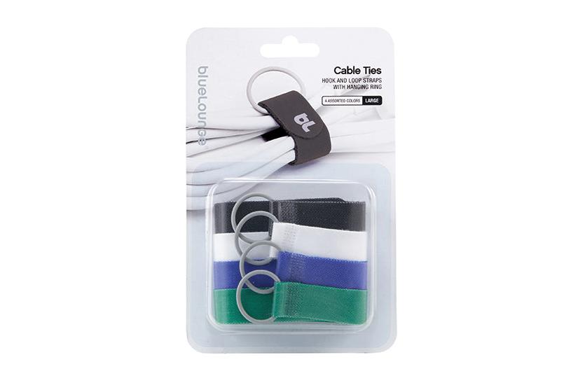Bluelounge BLUCT-LG kabelsamler Krog og l&oslash;kke kabelbinder Sort, Bl&aring;, Gr&oslash;n, Hvid 4 stk