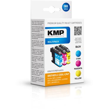 KMP TRIPLE PACK B63V - 3-pack - f&auml;rg (cyan, magenta, gul) - kompatibel - bl&auml;ckpatron (alternativ f&ouml;r: Brother LC-225XLC, Brother LC-225XLM, Brother LC-225XLY)