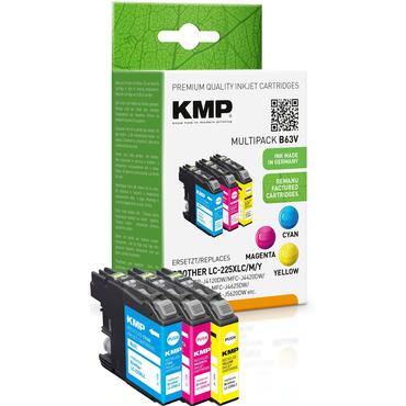 KMP TRIPLE PACK B63V - 3-pack - f&auml;rg (cyan, magenta, gul) - kompatibel - bl&auml;ckpatron (alternativ f&ouml;r: Brother LC-225XLC, Brother LC-225XLM, Brother LC-225XLY)