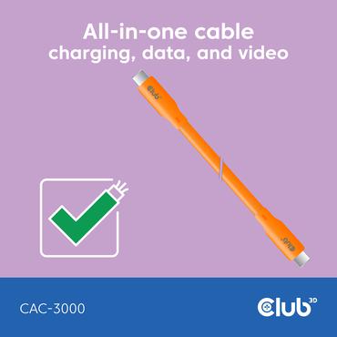Club 3D - USB typ C-kabel - 24 pin USB-C till 24 pin USB-C - 2 m