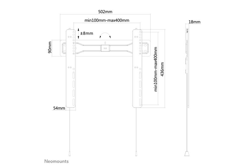 Neomounts LED-W400 f&auml;ste - fixerad - f&ouml;r LCD-display - svart