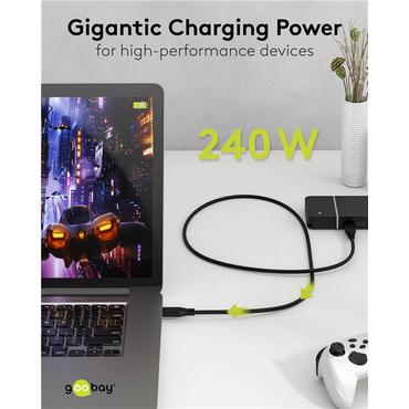 USB-C™ Cable, USB4™, 240 W, 40 Gbit/s, Power Delivery, 0.5 m, black