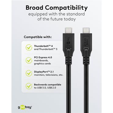 USB-C™ Cable, USB4™, 240 W, 40 Gbit/s, Power Delivery, 0.5 m, black