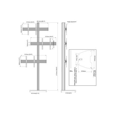Multibrackets M Pro Series MBF3U Art st&auml;ll - f&ouml;r 3 LCD/plasmapaneler - videov&auml;gg - svart