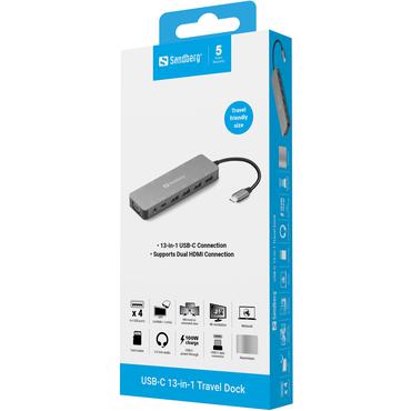 Sandberg 13-in-1 - dockningsstation - USB-C - HDMI, VGA - 100Mb LAN