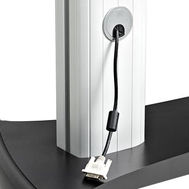 StarTech.com Dual TV Cart for 37-60in VESA TVs up to 110lb (50kg) each, Height Adjustable TV Mount, Mobile Display Cart w/ Webcam & Equipment Shelves, Lockable Casters, TV Cart on Wheels