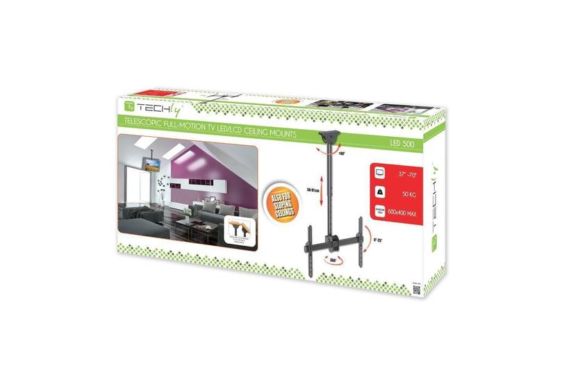 Techly 309340 Uchwyt sufitowy do telewizora LED/LCD, 37-70", 50kg, z regulacją 560-910 mm