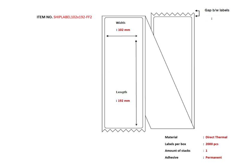 Ship-label 102 x 192mm,