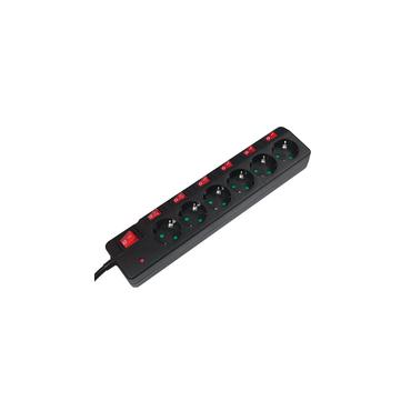 LogiLink LPS233 stikd&aring;se 1,5 m 6 AC stikkontakt(er) Indend&oslash;rs Sort