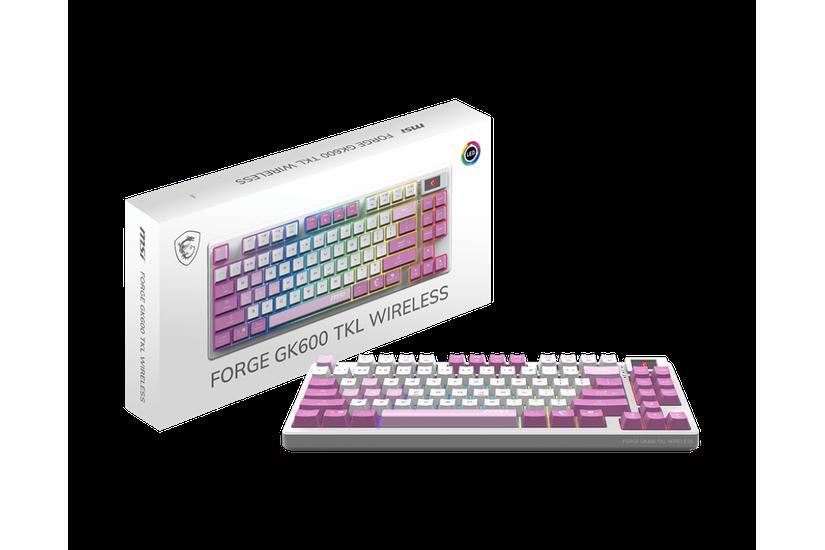 MSI Tangentbord - Mechanical Linear - 2.4 GHz Wireless, Bluetooth - Tenkeyless - Violett