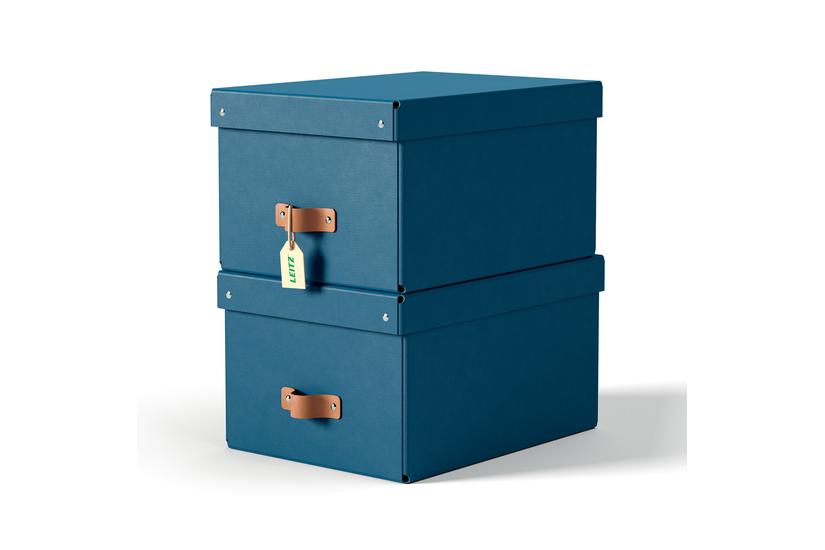 Leitz Puro opbevaringsboks med l&aring;g, medium, 17 L, 100% recirkuleret karton, pakke a 2 stk