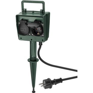 Goobay 55943 stikd&aring;se 2 m 2 AC stikkontakt(er) Udend&oslash;rs Sort, Gr&oslash;n