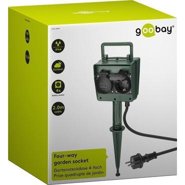 Goobay 55943 stikd&aring;se 2 m 2 AC stikkontakt(er) Udend&oslash;rs Sort, Gr&oslash;n