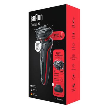Braun Series 5 51-R1200S barbermaskine til ham Folie shaver Trimmer Sort, R&oslash;d