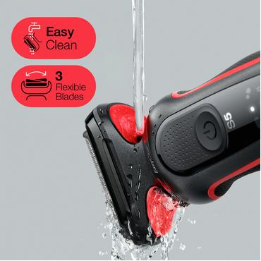 Braun Series 5 51-R1200S barbermaskine til ham Folie shaver Trimmer Sort, R&oslash;d