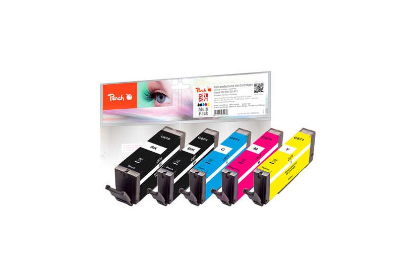 Peach PI100-336 bl&aelig;kpatron 5 stk Kompatibel Sort, Bl&aring;, Magenta, Gul