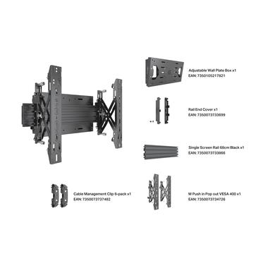 Multibrackets M Pro Series MBW1U monteringssats - justerbar, en sida - f&ouml;r LCD-display - v&auml;ggl&aring;da - svart