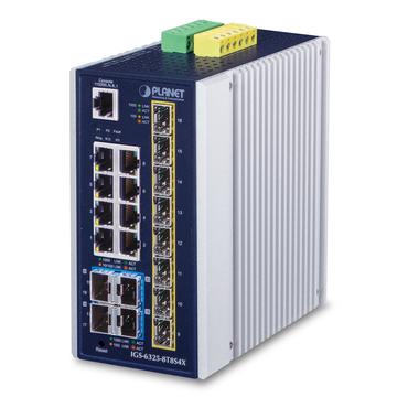 PLANET IP30 Industrial L3 8-Port Administreret Gigabit Ethernet (10/100/1000) Blå, Hvid