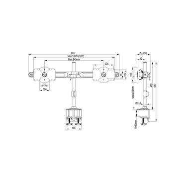 Multibrackets M monteringssats - dubbel skrivbordsfäste - för 2 monitorer - svart
