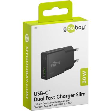 USB-C&trade; PD GaN Dual Fast Charger Slim (30 W)